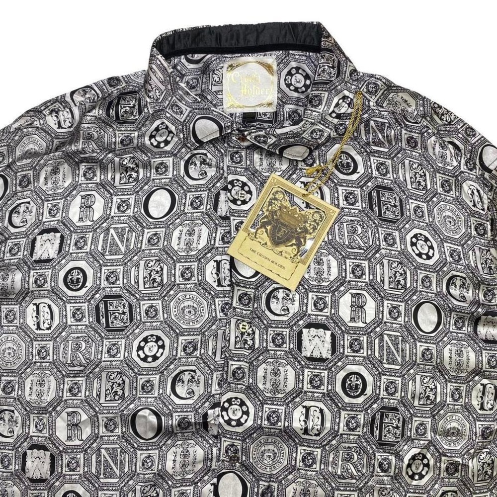 Vintage‎ Crown Holder button down dress shirt BLACK